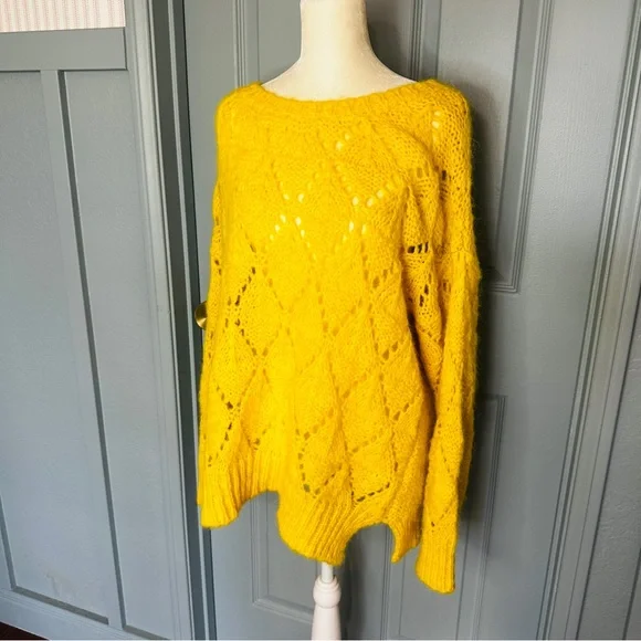 Anthropologie Sleeping on Snow Bright Lights Yellow Pullover Sweater M - Picture 5 of 9